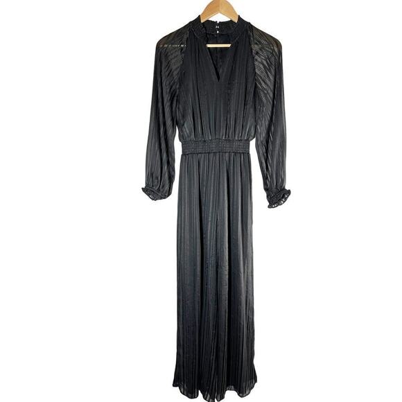 Halogen Metallic Smocked Waist Long Sleeve Jumpsuit Size Small - Picture 2 of 11